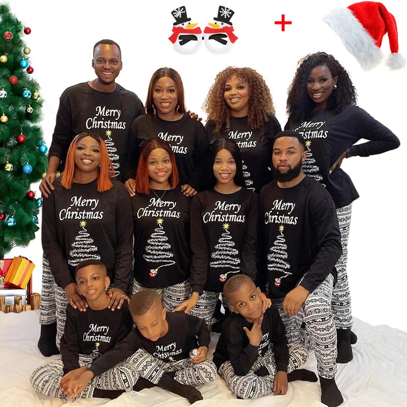 Christmas Pajama for the Whole Family 2025 Xmas Vintage Print Parent-child Sleepwear Father Mother Kids Baby Look Loungewear