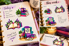 Reading Time stickers shown in journals with We Have It All watermark
